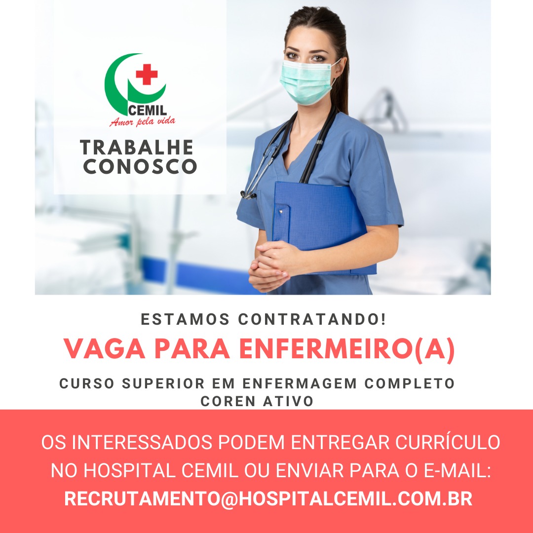 Estamos contratando - VAGA PARA ENFERMEIRO (A)